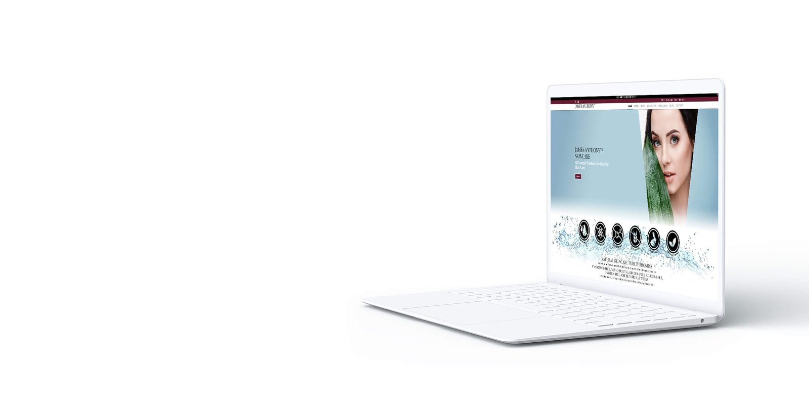 skincare website design on a laptop display